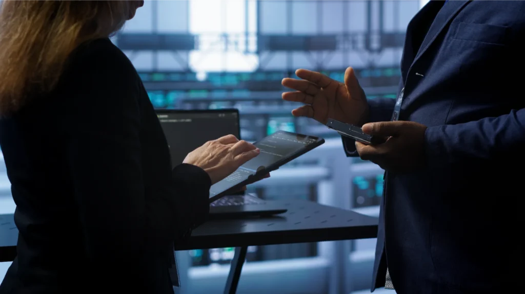 Coworkers data center replacing storage rigs parts improve performance